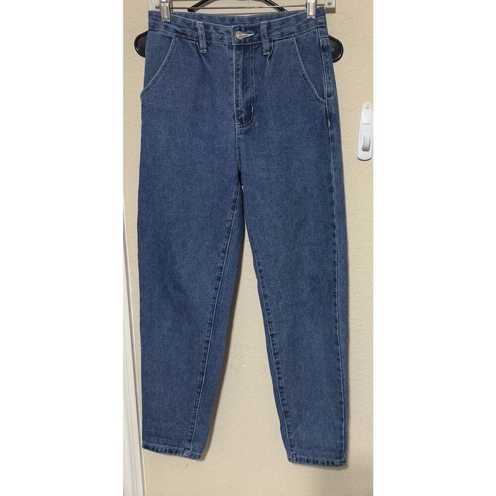Denim Blue Jeans Women's Shein Barrel Leg Petite XS Basic Classic Minimalist 26